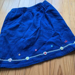used 即決　送料無料♪日本製　miki HOUSE スカート120サイズ　ネイビー　綿100％