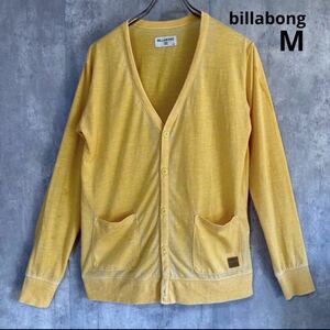 ビラボン　billabong カーディガン　黄　M ポリエステル65% 綿35%