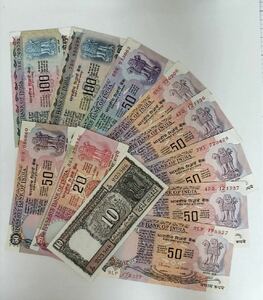 A 1375.インド11枚紙幣 古紙幣