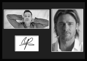 10種類!Brad Pitt/ブラッド・ピット/サインプリント&証明書付きフレーム/BW/モノクロ/ディスプレイ (9-3W)