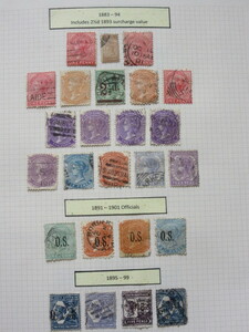 オーストラリア切手　SOUTH　ＡＵＳＴＲＡＬＩＡ1883-94（使用済17枚）と1891-1901（使用済4枚）1895-99（使用済4枚）　4/23