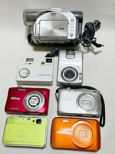 【RD-7】デジタルカメラ6台+DVDビデオカメラ1台まとめてセット！OLYMPUS:VH-210/Nikon:COOLPIX A100/SONY:DSC-T2/PENTAX:Optio M20他/60s