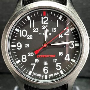 美品 TIMEX タイメックス エクスペディションスカウトメタル TW2V07500 腕時計 アナログ クオーツ カレンダー ブラック文字盤 電池交換済み