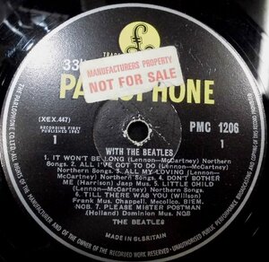 ●UK-ParlophoneオリジナルMono,””w/7N:7N,Promo Copy Manufactures Property Sticker!!”” The Beatles / With The Beatles