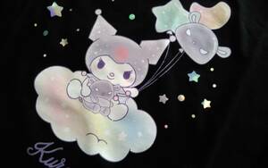 ☆レディース☆KUROMI ☆可愛い！お星さまキラキラの雲の上にクロミちゃんイラストの黒色半袖Tシャツです(o^―^o)サイズM～L☆新品☆ 