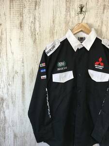 109☆【RALLI ART レーシングシャツ】MITSUBISHI MOTOR 三菱 黒 L