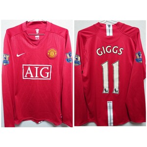 1円スタートNIKE　2008〜09 マンチェスターユナイテッド　ギグス　Manchester　united　giggs 長袖　パッチ　ネームナンバーフロッキー 