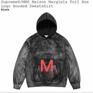 Mサイズ Supreme MM6 Maison Margiela Foil Box Logo Hooded Sweatshirt Black 黒 ブラック ボックスロゴ シュプリーム メゾンマルジェラ