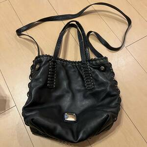 JIMMY CHOO ジミーチュウ トートバッグ　編み上げ　レザー ショルダーバッグ ハンドバッグ ブラック 黒　2WAY 