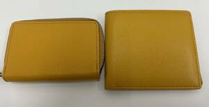 Business Leather Factory ビジネスレザーファクトリー レザー 折りたたみ財布 キーケース イエロー 黄色 ２点セット おまとめ