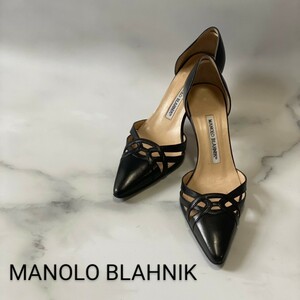 0968　MANOLO BLAHNIK マノロブラニク　ピンヒール　パンプス　黒　シンプル　靴