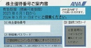 ●ANA株主優待券　1枚　使用期限2024/05/31搭乗分【パスワード、コード通知対応】