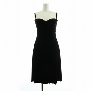 フォクシーニューヨーク FOXEY NEW YORK キャミソールワンピース ドレス ミドル カップ付き ベロア フレア 38 M 黒 ブラック
