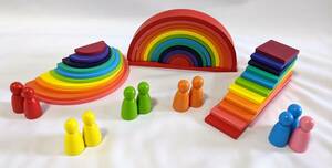 【1円出品】レインボー積み木4個セット Rainbow Building Blocks　