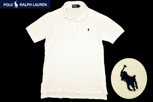 Y-5847★送料無料★美品★Polo by Ralph Lauren ポロ ラルフローレン★正規品 ホワイト白色　ポニーロゴ刺繍 鹿の子 半袖 ポロシャツ M