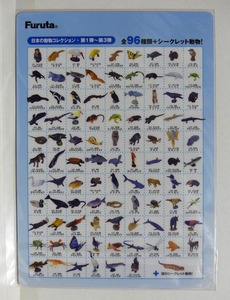 チョコエッグ日本の動物第1弾～3弾96種、ペット動物第1弾35種 一覧表下敷き■袋未開封新品■フルタ製菓 販促品　非売品■海洋堂