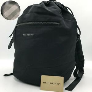 現行モデル/美品●バーバリー BURBERRY リュック バックパック 内側チェック ナイロン レザー ブラック 黒 メンズ レディース ビジネス