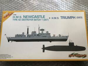 2隻セット☆1/700 ニューキャッスル NEWCASTLE 42型駆逐艦＋トライアンフ トラファルガー級潜水艦 ドラゴン サイバーホビー DRAGON CYBER