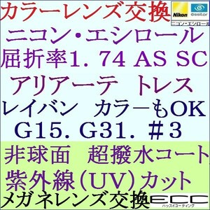 ◆大特価セール◆メガネレンズ交換 ニコン・エシロール 屈折率1.74 ＡＳ ＳＣ 単焦点レンズ 2 NS13