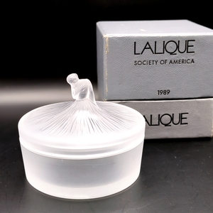 美品 LALIQUE ルネ ラリック 『ドガ』 踊り子 バレリーナ パウダーボックス 蓋物 箱付 ハンドメイド クリスタル