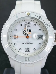 箱付き ICE WATCH アイスウォッチ SI.WE.U.S.09 ユニセックス アナログ 腕時計 オールホワイト デイトカレンダー ラバーベルト 電池交換済