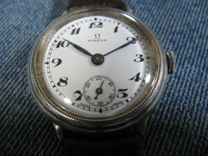 1935年製 OMEGA オメガ 銀無垢デ二ソンケース エナメル文字盤 ブリティッシュウォッチ アンティーク手巻腕時計 稼働品 注油済み