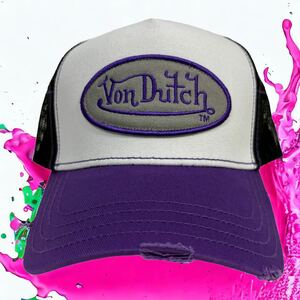 Von Dutch入荷！紫　ボンダッチ　メッシュトラッカーキャップ　ダメージ加工　Y2Kファッション　韓国ファッション