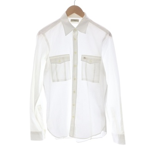 バーバリー ロンドン BURBERRY LONDON ワイシャツ スリムフィット レギュラーカラー 長袖 ワンポイント S 白 ホワイト ベージュ /SI39
