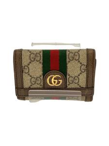 GUCCI◆3つ折り財布_オフィディア_GGスプリーム/PVC/BRW/レディース