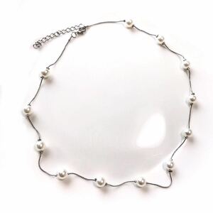 新品　シンプル　パールネックレス　シルバー　模造パール　シンプルネックレス　プチプラ　銀　真珠　プレゼント　送料無料