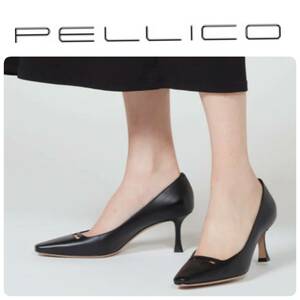 VERY掲載◆新品 PELLICO ペリーコ 定番 VENERE ANELLI SORELLA アネッリ ソレッラ セミスクエアトゥ パンプス ブラック 36.5/23.5cm