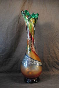 高級　ガラス細工　細口　花瓶　450x140(胴最大部分)ミリ