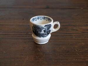コーヒーカップ 19世紀ヴィクトリアン様式 グリザイユ スペイン古陶 トランスファーウエア ブリュロカップ ビストロ アンティーク/J759