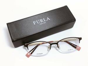 フルラ　FURLA　メガネ　★　チタン　軽量　ナイロール　茶　ブラウン　★　ケース付き　眼鏡　メガネフレーム