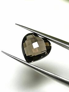 スモーキークォーツ コロンとハート　3.30ct 10x10mm VS ハート ナチュラル ブラジル ジェムストーン★100円オークション★