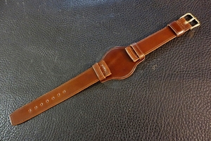 ◆台座付VINTAGE BELT◆高品質国産コードバン コニャックブラウン カスタムオーダー(台座SIZE/BUCKLE COLOR) 16mm 受注生産 腕時計ベルト