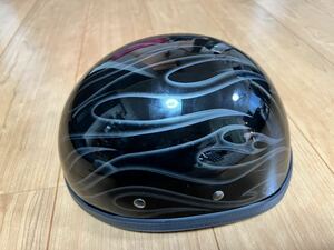 HORIZONヘルメット ブラック 半ヘル 半キャップ フレイムス アメリカンバイク