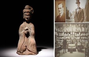 実業家コレクト放出　293　北魏侍女像　高さ約26.2cm　（検）彫刻 人物像 唐物 中国美術 南北朝時代