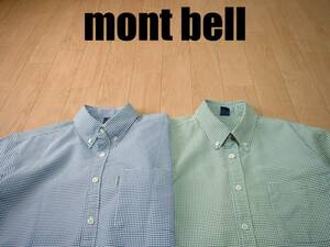 即戦力2着mont bell WIC.ドライタッチショートスリーブギンガムチェックシャツ半袖Sボタンダウン1104305モンベル白x青ホワイトxグリーン