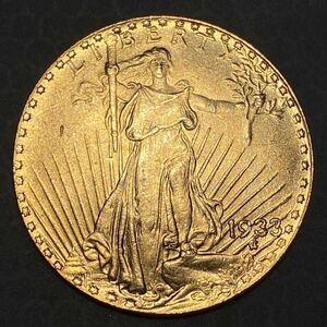 アメリカ　イーグル金貨　約17.47g 1/2oz　20ドル　1933 一円貨幣　硬貨骨董品コインコレクション 