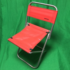 椅子 折りたたみ パイプいす 日産 NISSAN 赤 チェア レトロ レジャーチェア アウトドア レア 中古品 (1)