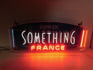 EDWIN SOMETHING FRANCE ネオン管 電光看板約84cm ジーンズショップにあった物★　管理番号1219-55