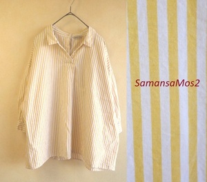 ●SamansaMos2サマンサモスモスストライプブラウスF●シャツ