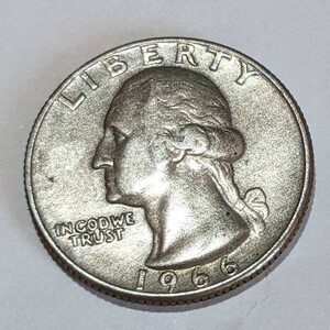 ’1966　アメリカ 　QUARTER　DOLLAR 25セント/クォーター 　流通品