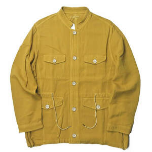 新品 bukht ブフト 日本製 SAFARI JACKET サファリジャケット B-M91405 2(M) MUSTARD ノーカラー ミリタリー ワーク アウター ☆☆g2149