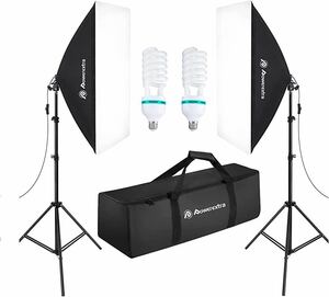 ソフトボックス *2 写真撮影照明キット 50×70cm ライトボックス 撮影スタジオ 用ライト 2ｍ三脚付きスタンド2個セット LED 撮影用照明