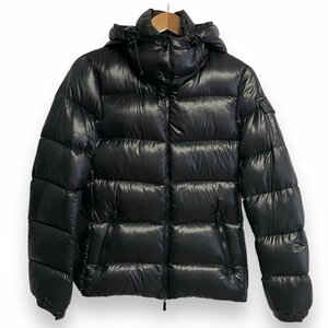 美品 MONCLER モンクレール BERRE ベール ダブルジップ ロゴワッペン ダウンジャケット 2 ブラック ◆