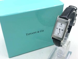 TIFFANY ＆ CO. ティファニー クォーツ 腕時計 スクエア レディース 白文字盤 箱付き 稼働品 電池交換済み 中古【UW030609】