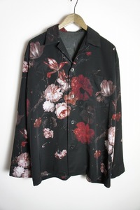 美品18SS LAD MUSICIAN ラッドミュージシャン DECHINE PAJAMA SHIRT INKJET FLOWERフラワー 長袖シャツ 2118-106 黒122O▲