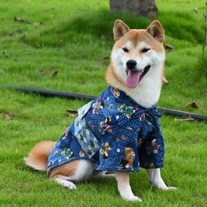 中型犬Lサイズ◆【ラスト1枚】犬服 着物 浴衣 夏祭り 帯風 新品 ドッグウェア 新作 ペット 春 夏 秋 イベント 上質 コスチューム 高級感